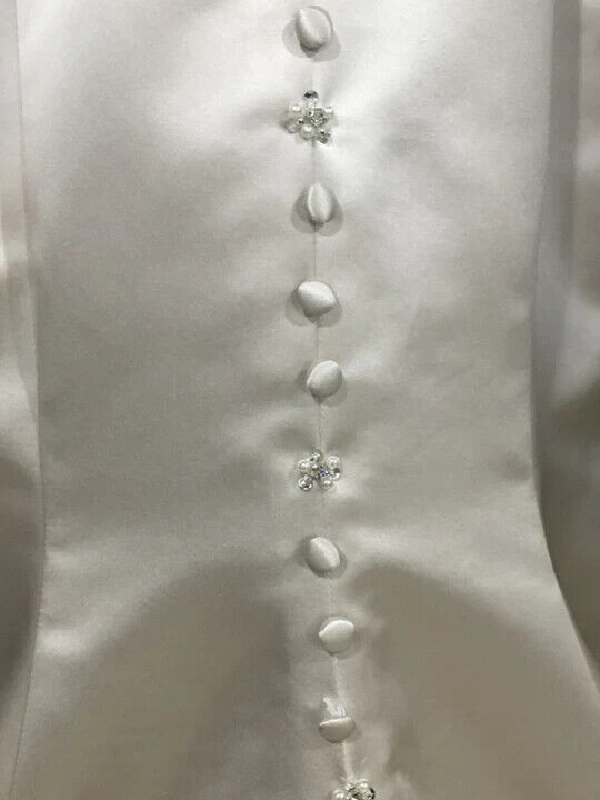 Allure Bride Wedding Dress 12 Ivory Satin Mermaid Beaded Illusion 9402 $1,789