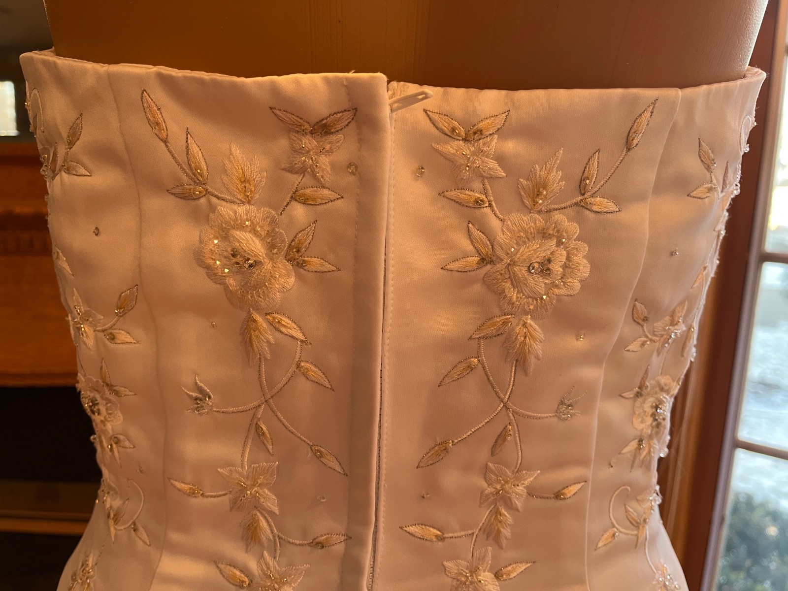Michaelangelo White Yellow Pink Strapless David Bridal Gown Wedding Dress Size 8