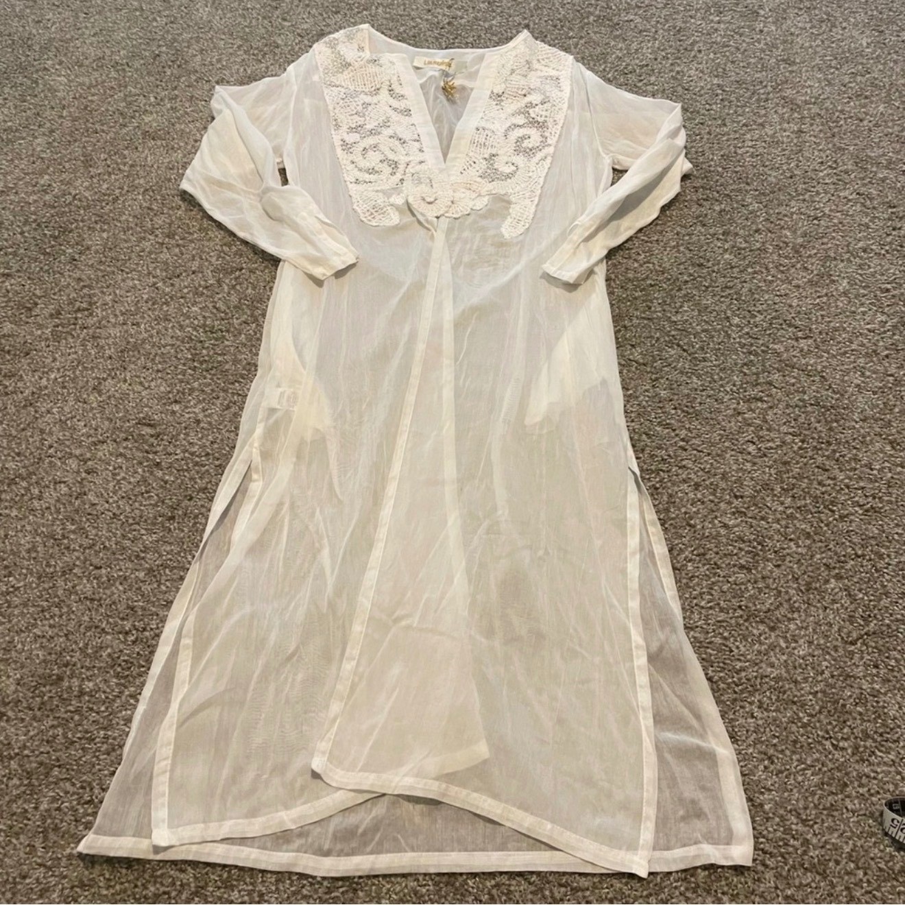 Lila Eugenie dress beach cover up silk cotton white M bridal resort wedding