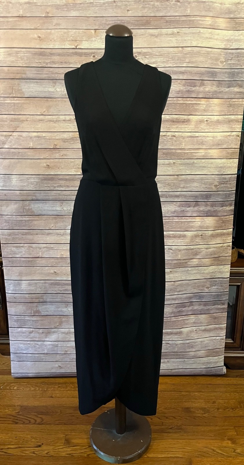 Dress The Population Black Ariel Faux Wrap Sleeveless Gown Maxi Dress XL