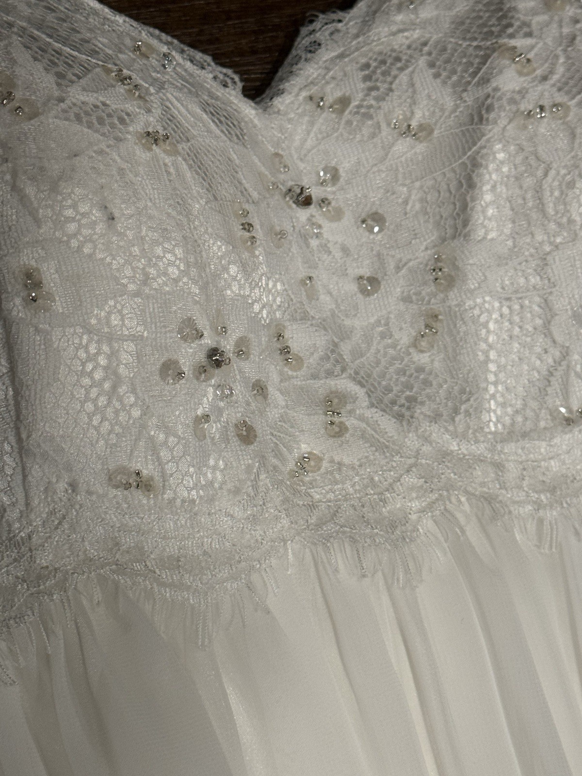 Wedding Dress Ivory Sz 16 Romantic Chiffon Empire Waist A-line Lace Cap Sleeves