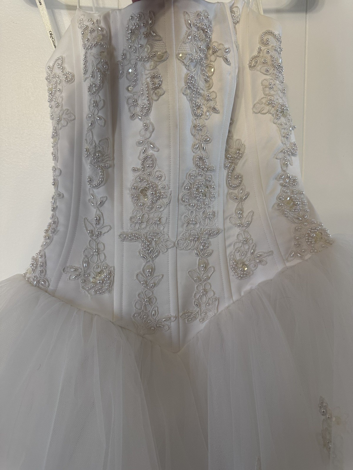 WEDDING DRESS Gown NEW Oleg Cassini White beads Tulle Davids Bridal SZ 6 Bag NWT