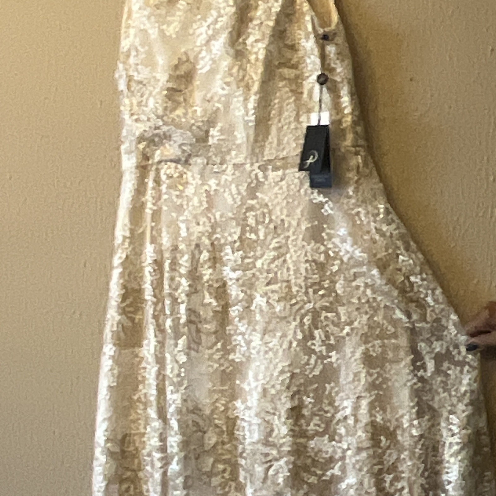 Adrianna Papell Ivory Lace One-Shoulder Sleeveless A-Line Full-Length Dress
