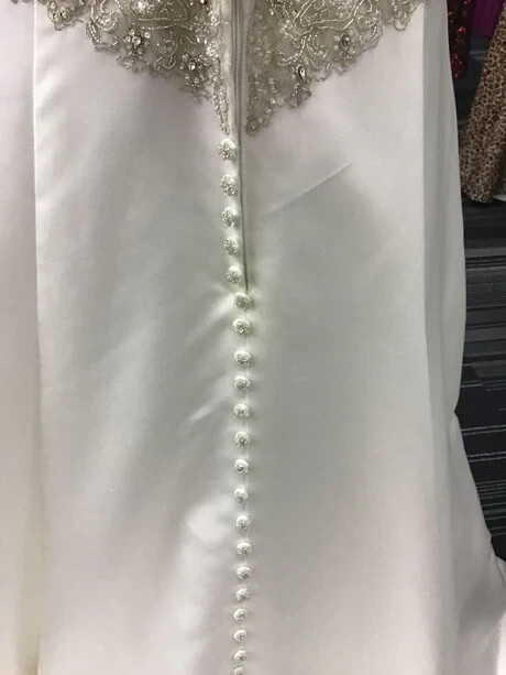 Casablanca Bridal White Satin Beaded Wedding Dress Gown Size 14 $855