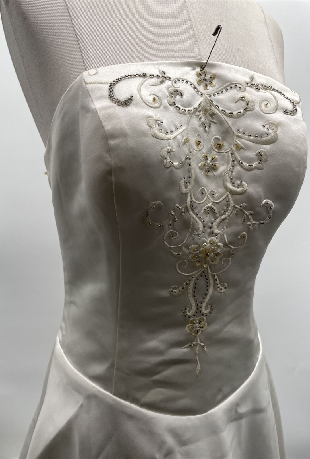 Women’s Strapless Boat Neck White Wedding Dress Bridal Gown Custom Size