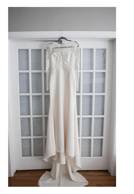 Tara Keely 2454 Long Sleeve Illusion Lace Applique sz 10 Modest Gala Oscar $3000