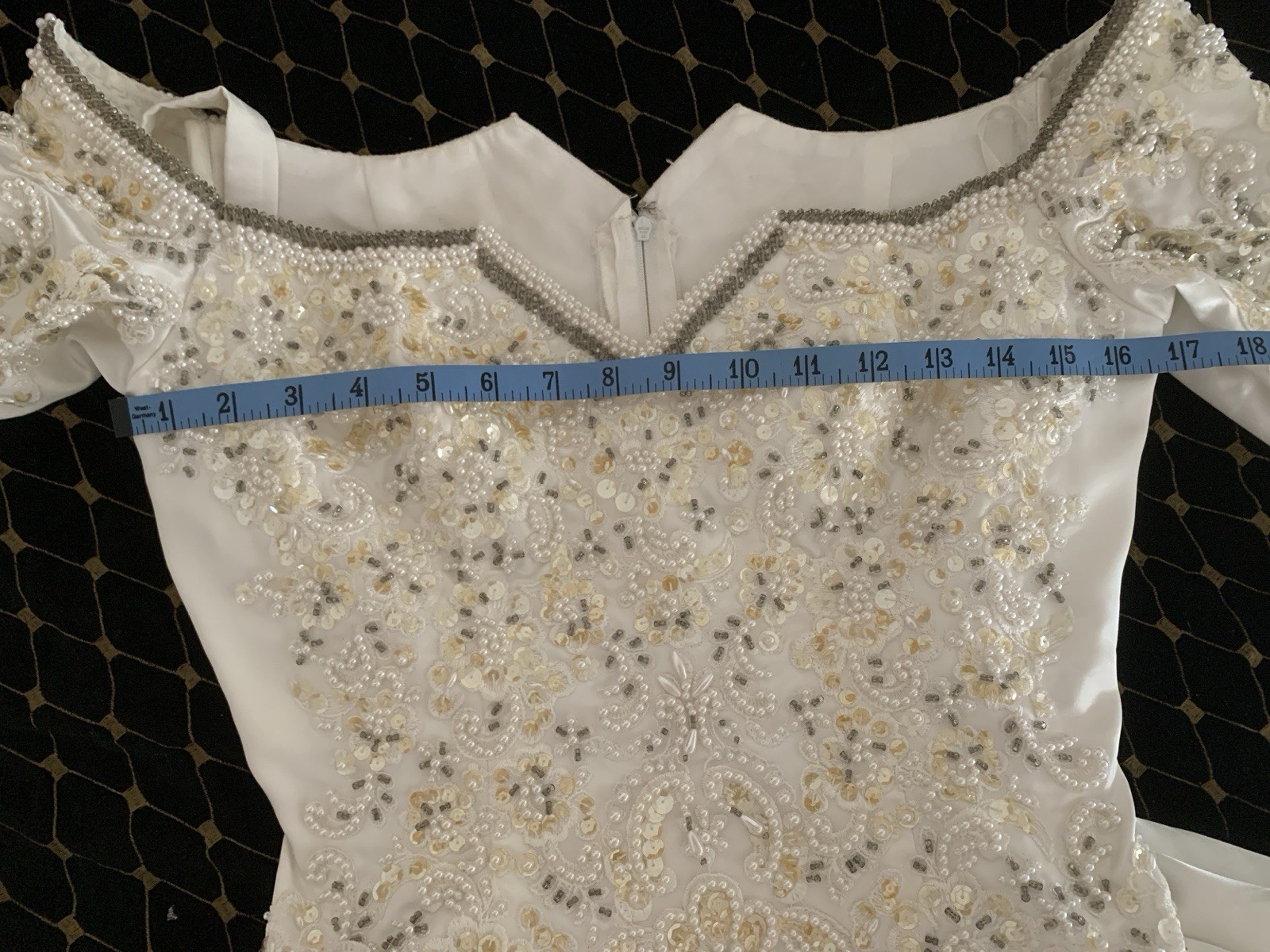 Vintage Venus Beaded Sequin Wedding Dress Long Train Size 10W