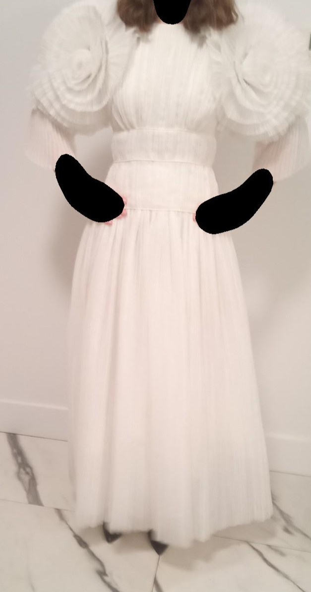 Aje White Gown Wedding Dress S Midi Maxi Women Ruffled Flower Sleeves