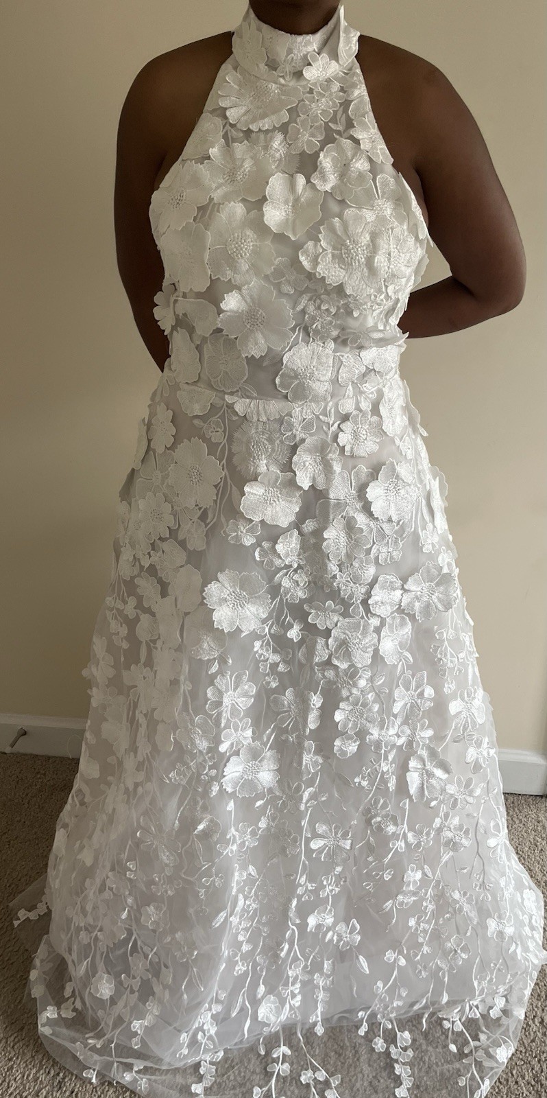 3D Floral Halter Neck Wedding Dress 1X
