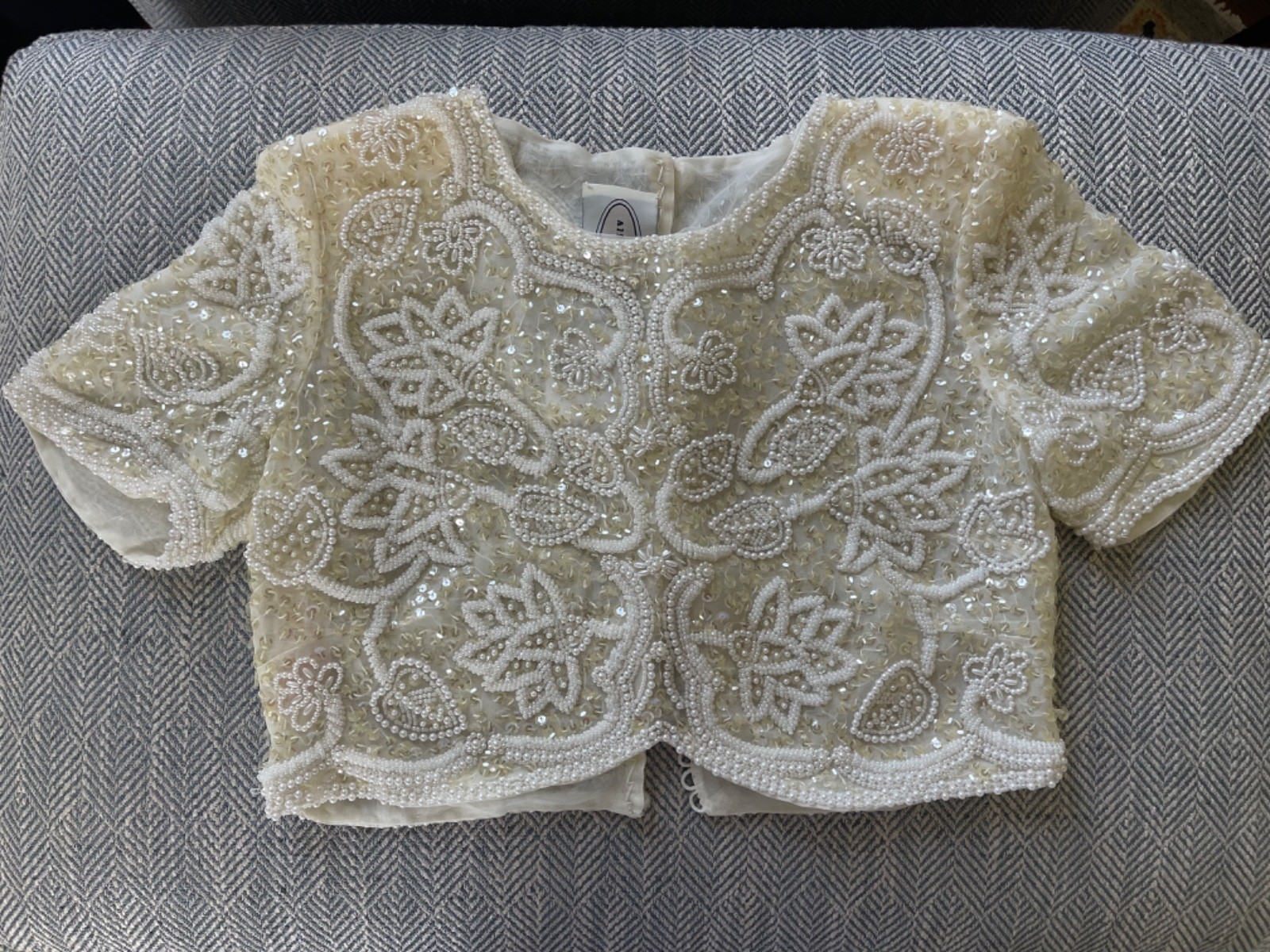 Vintage Beaded Alfred Angelo Wedding Gown Topper Bolero Jacket