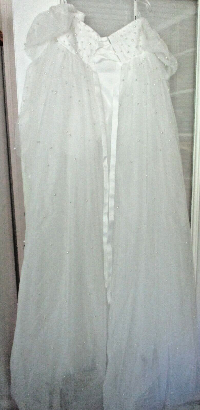 White PEARL TULLE MATERNITY OFF SHOULDER WEDDING DRESS ~ Womens 27~NWOT (tk)