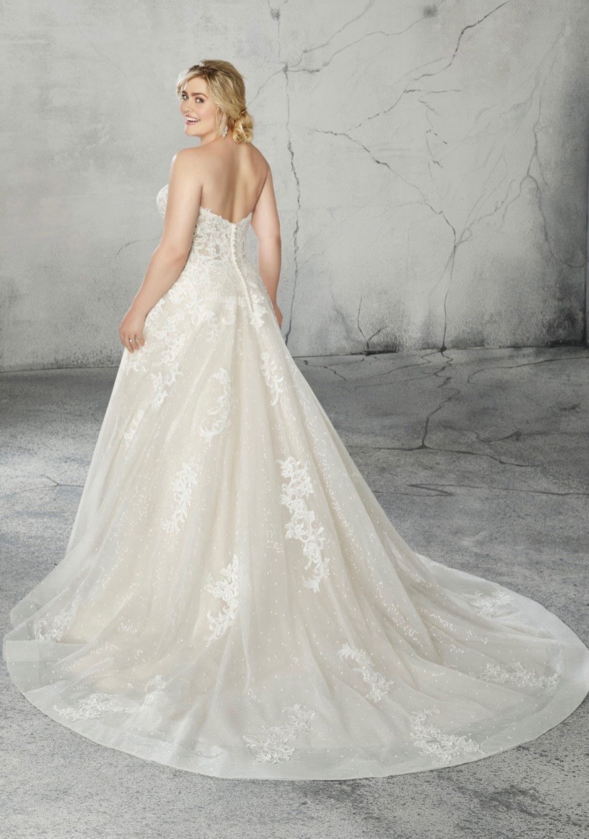 Morilee 2087 Strapless Lace Ball Gown Dress Size 22 Ivory/Champagne
