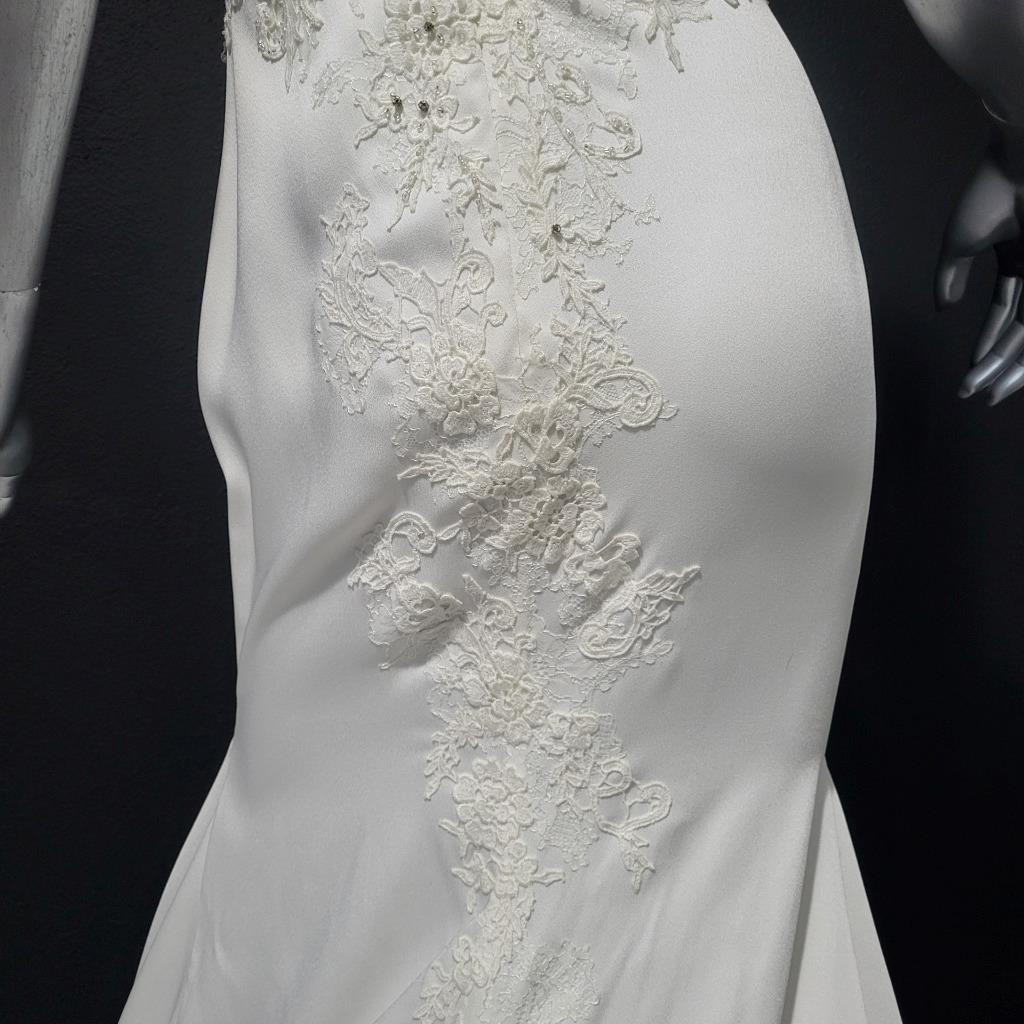 NWT~$1595~JOVANI~SZ 4~IVORY OFF WHITE LACE RHINESTONE EMBELLISHED WEDDING DRESS