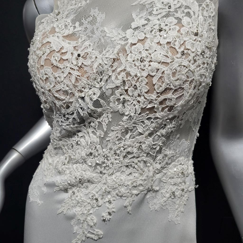 NWT~$1595~JOVANI~SZ 4~IVORY OFF WHITE LACE RHINESTONE EMBELLISHED WEDDING DRESS