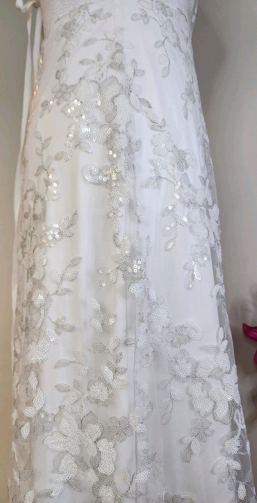 Lulus Magically Charming White Sequin Embroidered Lace-up Maxi Wedding Dress
