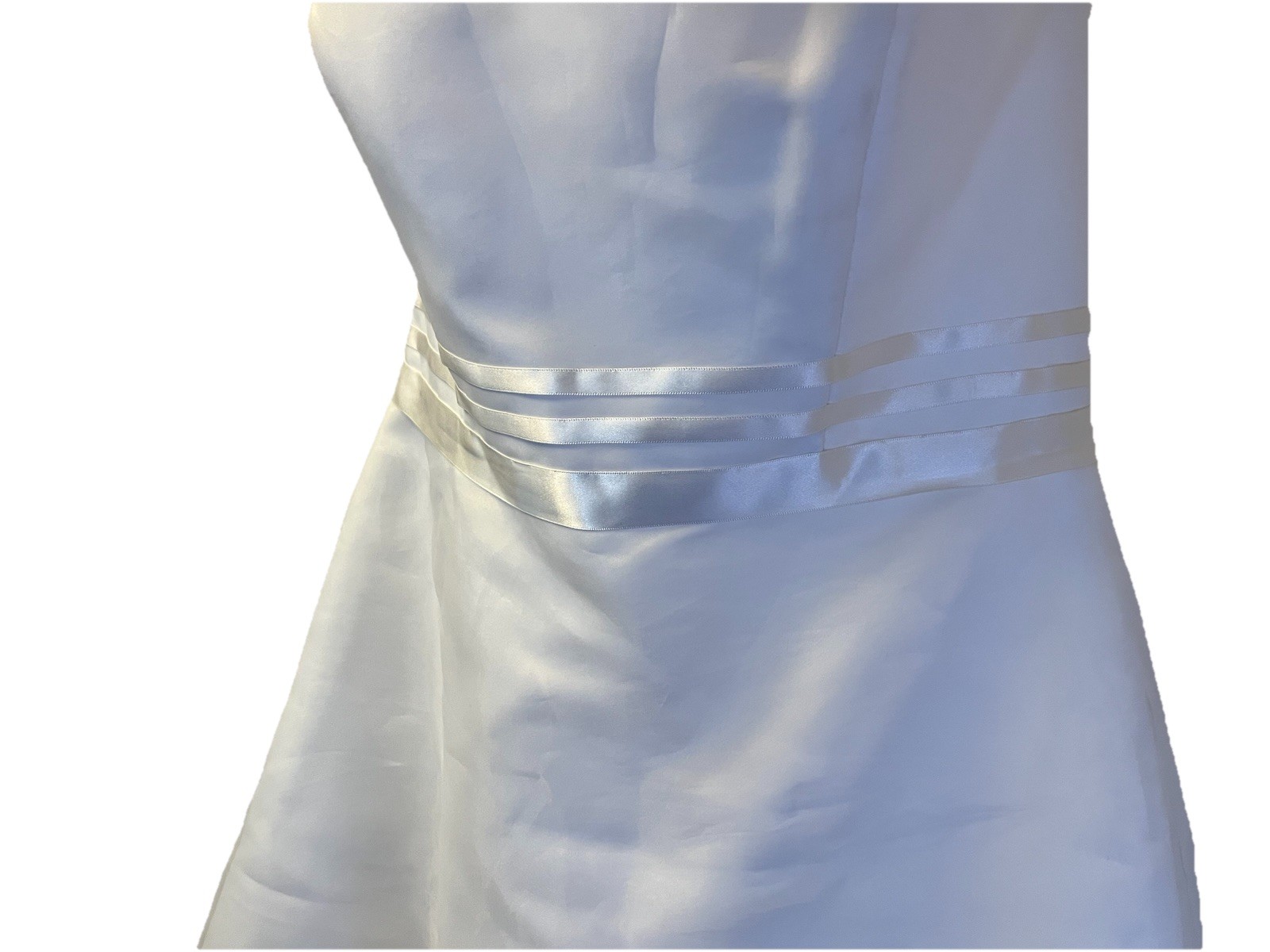 David’s Bridal Tea Length White Strapless Organza A-line Wedding Dress Size 14