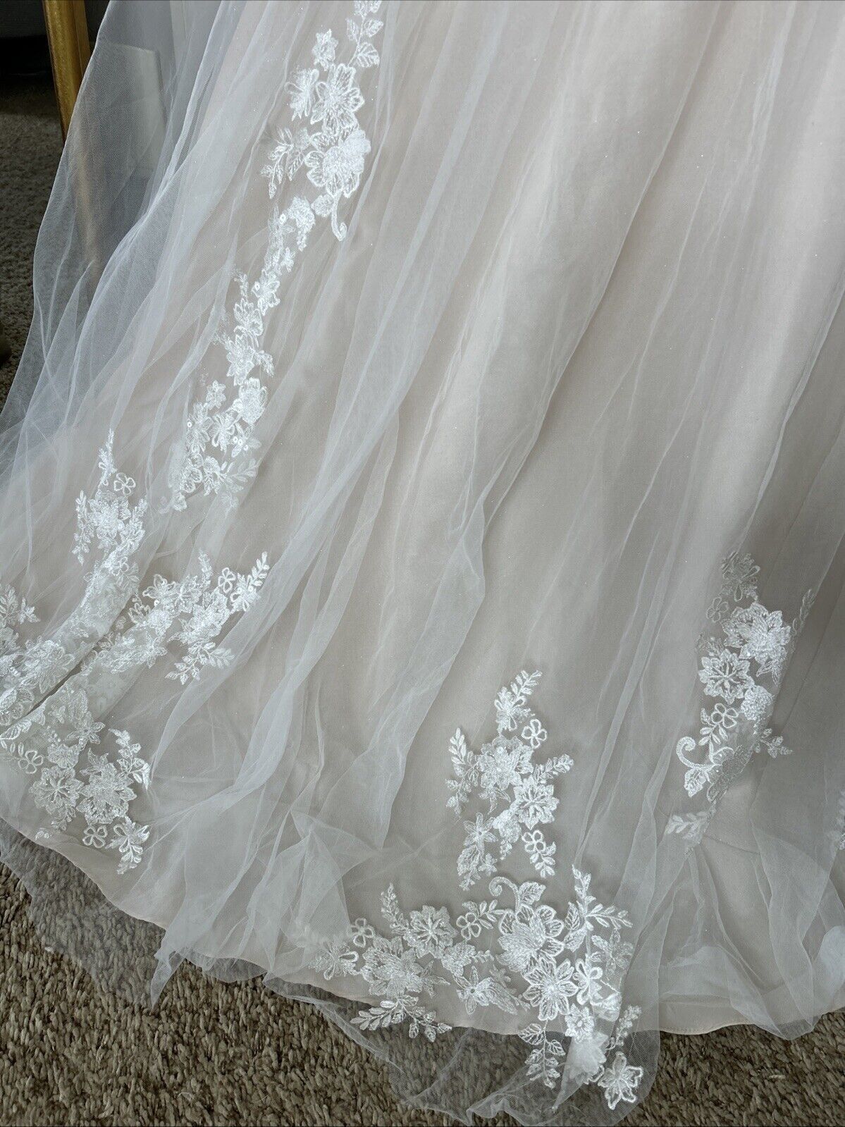 Essence Of Australia Wedding Gown 3D appliqué Tulle Pink D3151 Dress Nude 12