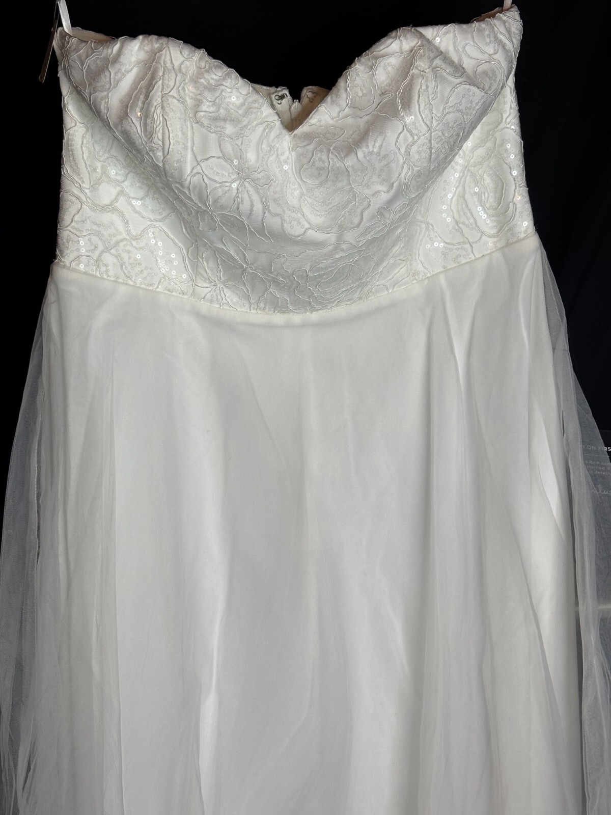 NEW Lulu’s Strapless White Chiffon Midi Reception Dress Bridal Gown Wedding S