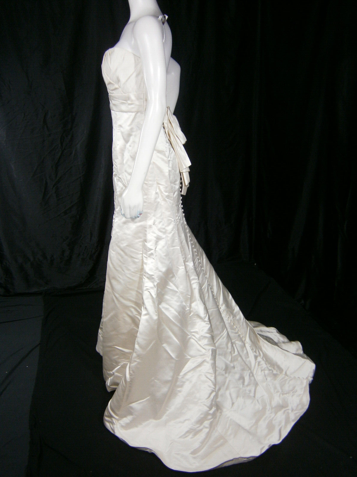Jenny Yoo Wedding Dress 8 Ivory Silk Strapless Empire Buttons Down Back Bow NWT