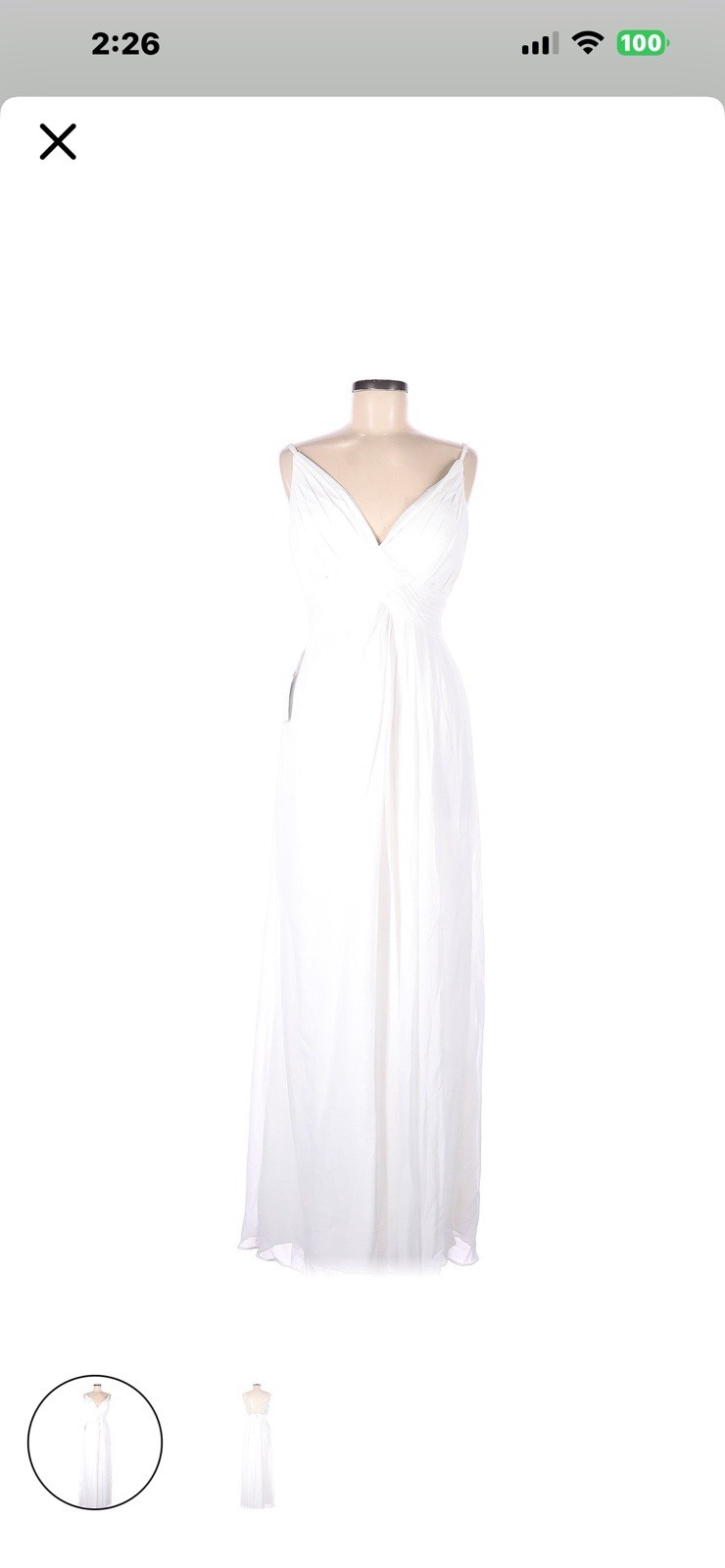 Azazie White Lace A-Line Sleeveless V Neck Wedding Dress Full-Length Buttons A6