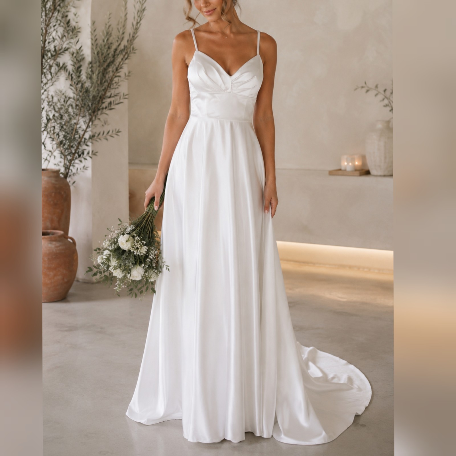 Unbranded White Satin A-Line Wedding dress gown formal size 4