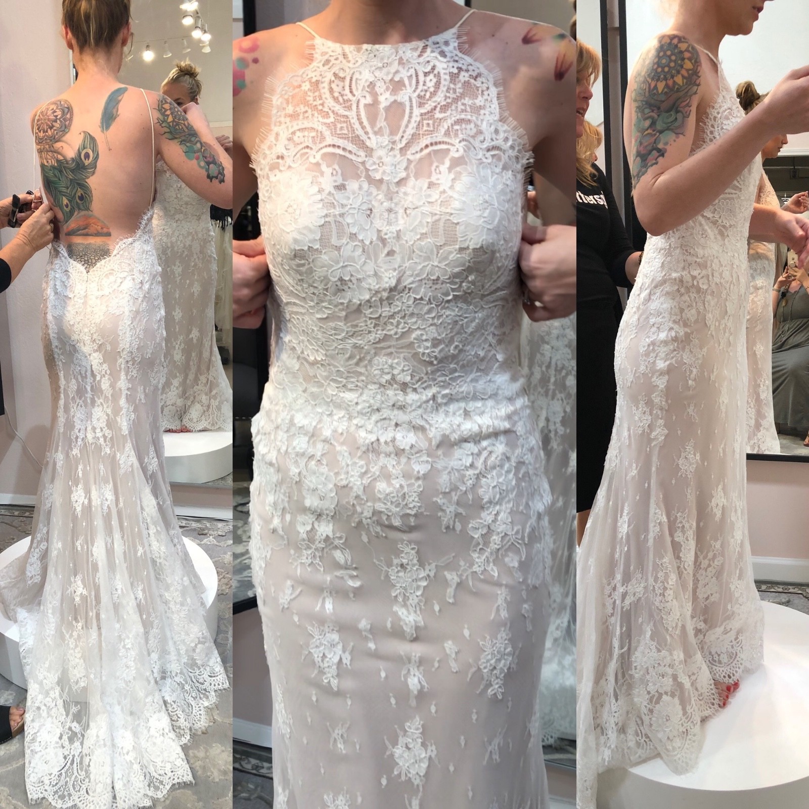Wtoo by Watters 12108 Lace Wedding Dress Size 4 Ivory Blush New With Tags