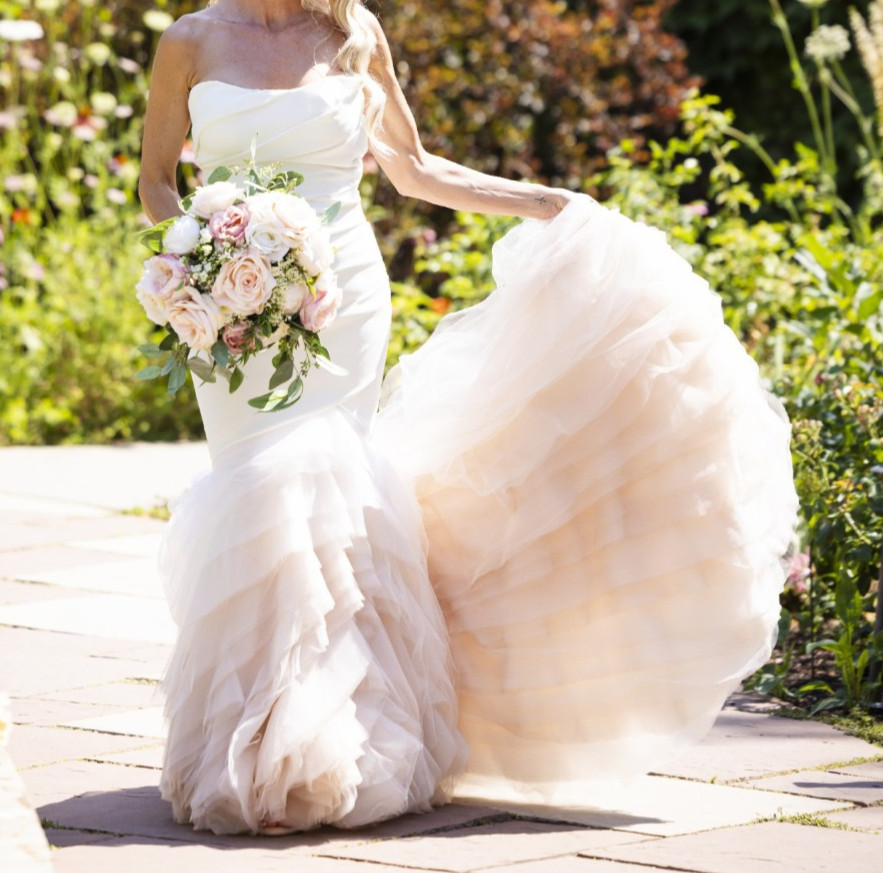 Kelly Faetanini Sutton Wedding Dress 12 Fit & Flare All White Crepe Tulle $5,000