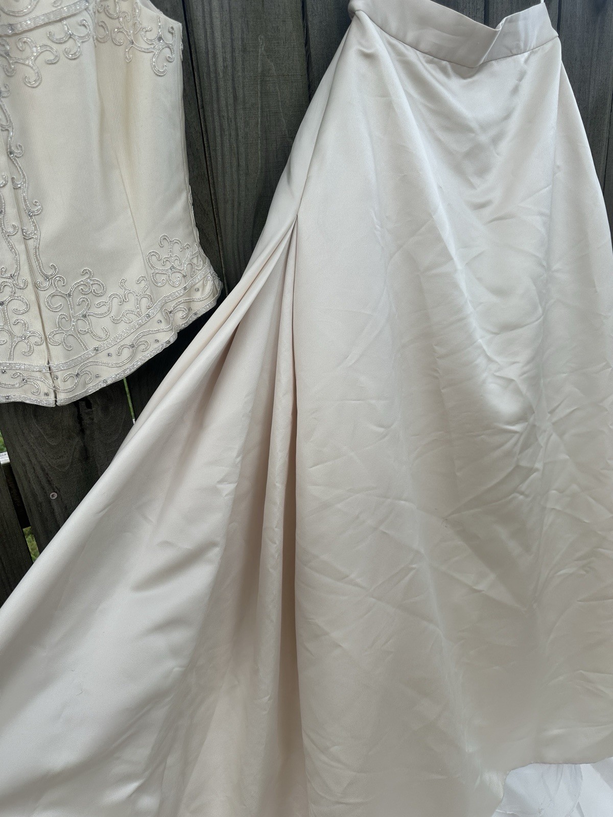 Anjolique 2 Piece Wedding Dress Size 14 Champagne Tan Long Train Skirt Beaded