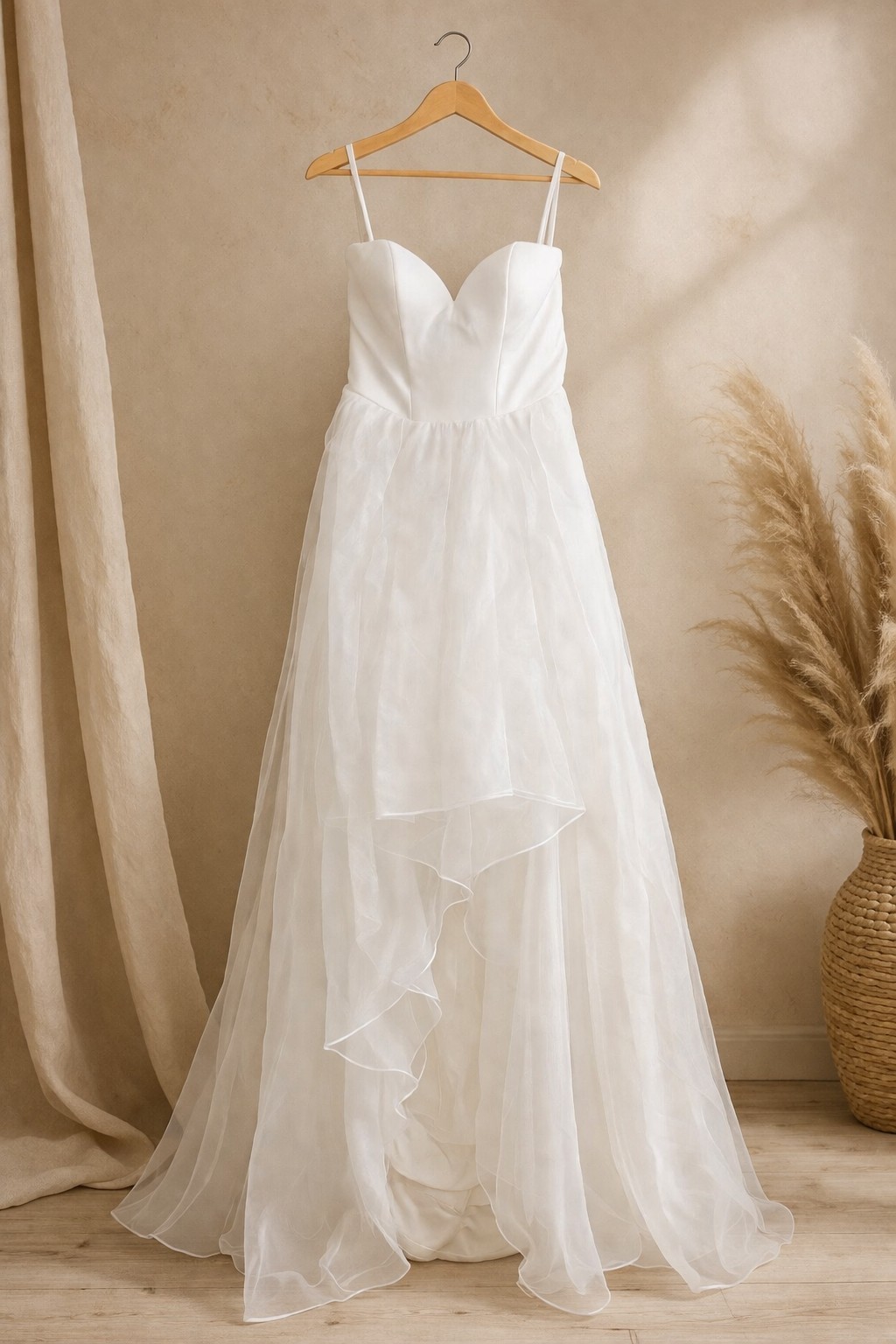 ChicLody White Beach Wedding Dress Corset Back High Low Tulle Bridal Gown NWT S