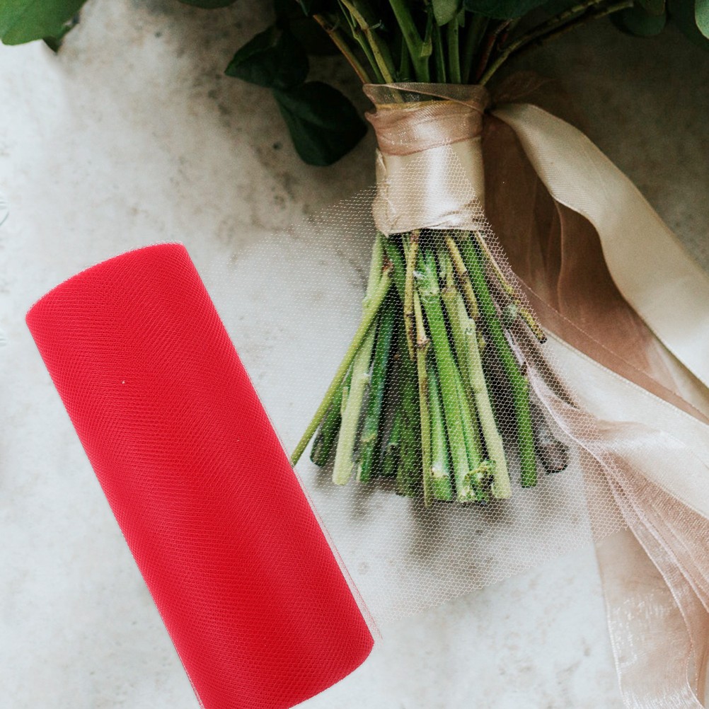 Polyester Red Tulle Roll 22M for Wedding and Event Room Decoration