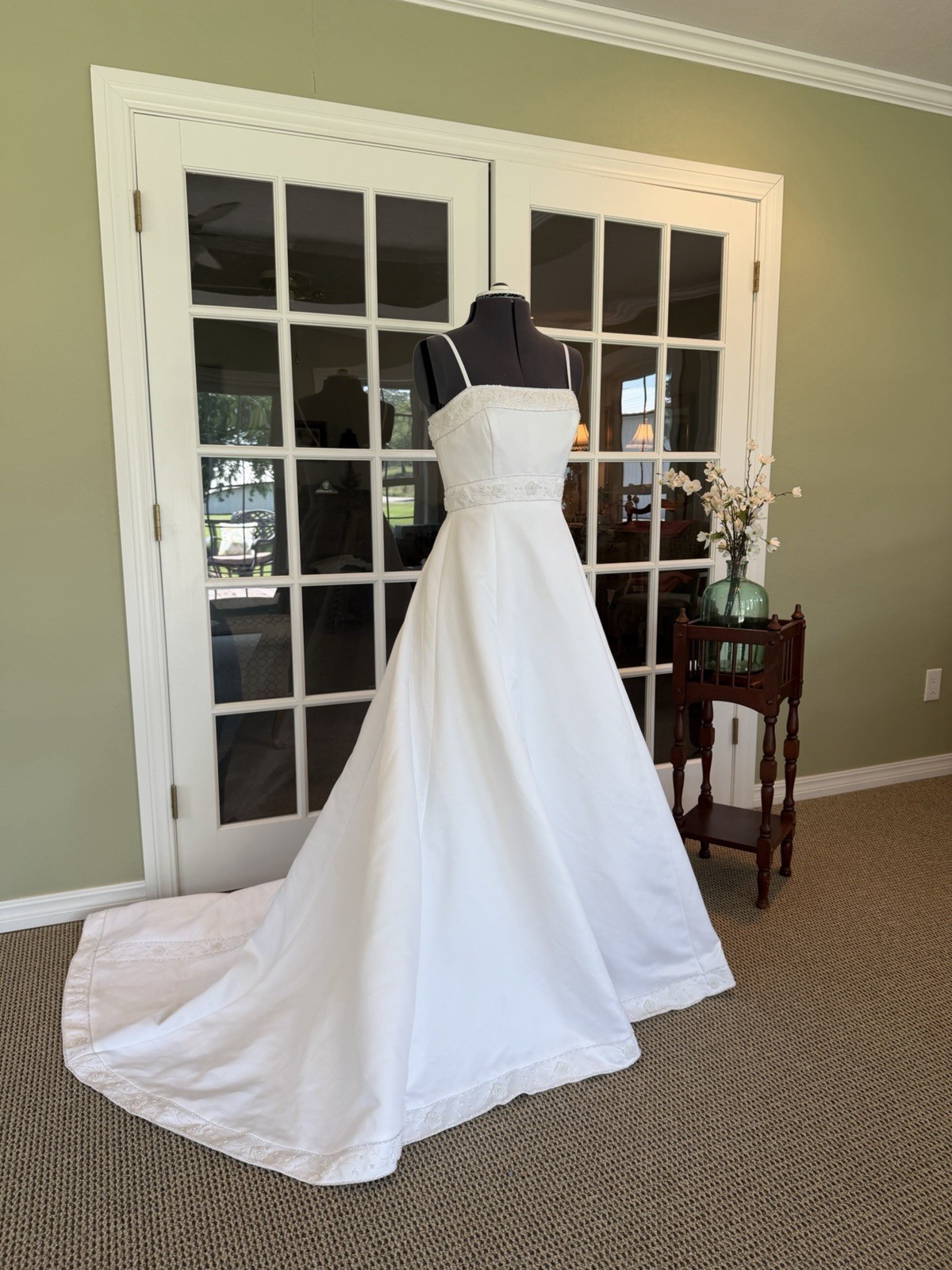 Alfred Angelo Beaded Ivory Wedding Dress Size 6 Size 8 Vintage 2000s A-Line