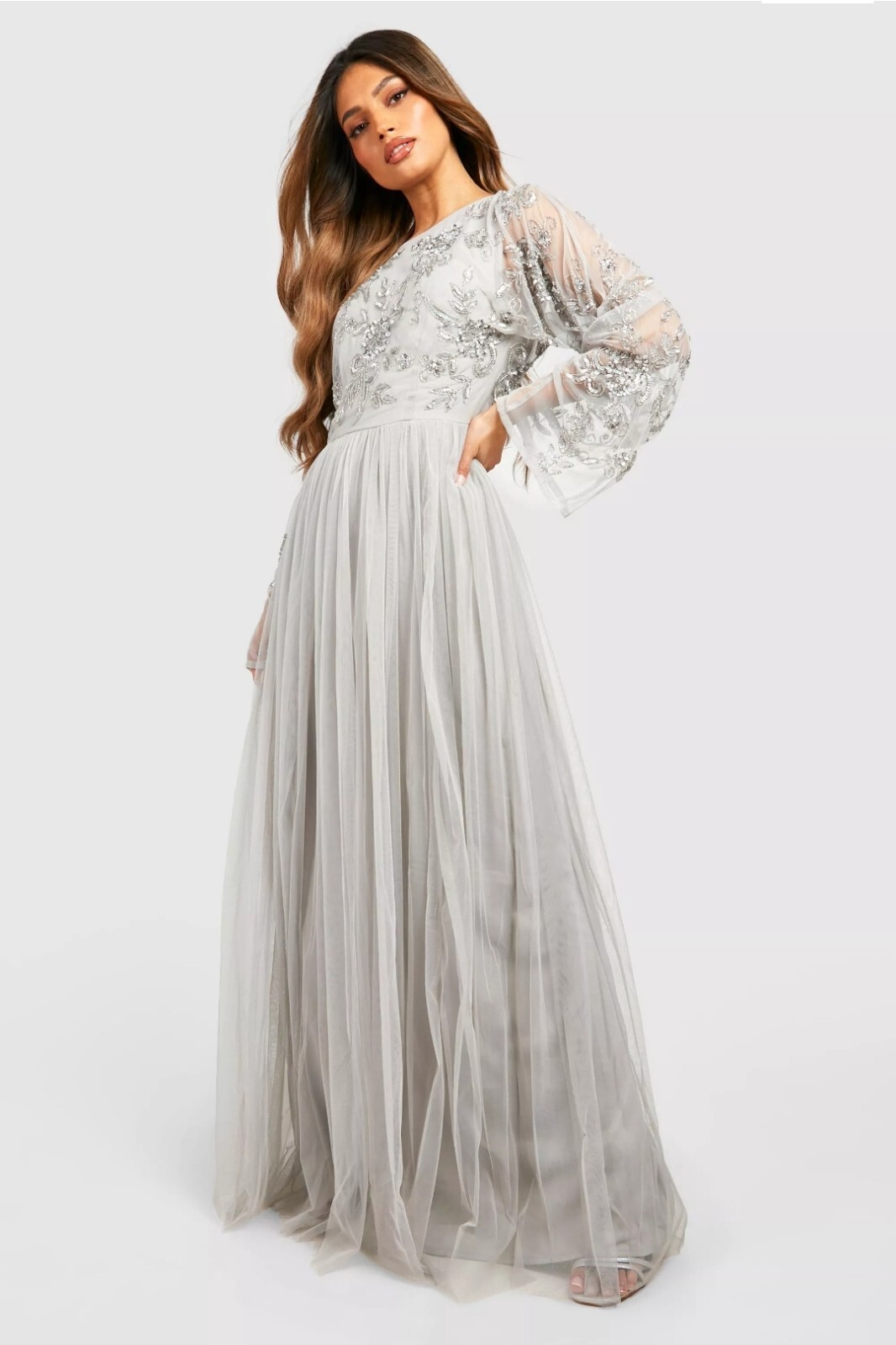 Boohoo.Dress for a holiday, wedding, long, with beads, size 12, tulle