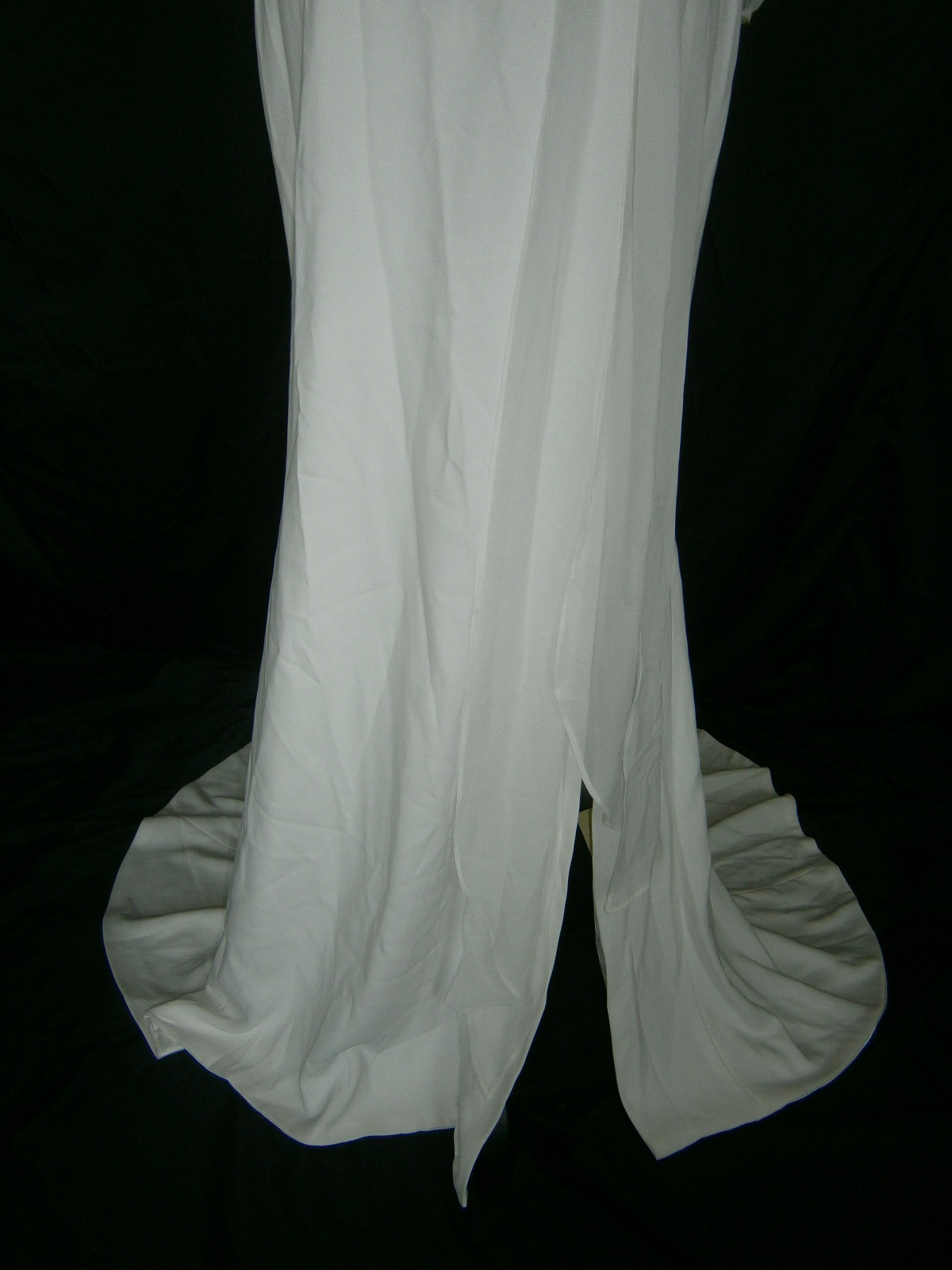 Amy Kuschel Wedding Dress 6 Off-White Scoop Neck Sleeves Back Low V Sash Beach