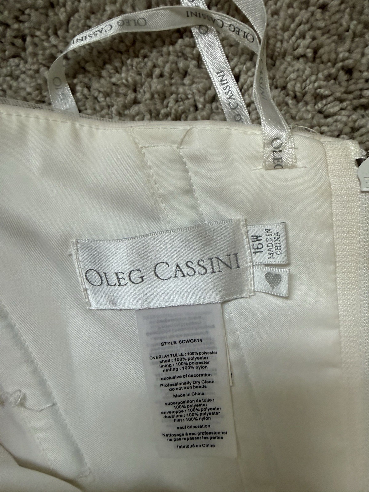 Champagne Blush Oleg Cassini Strapless Wedding Dress Size 16W