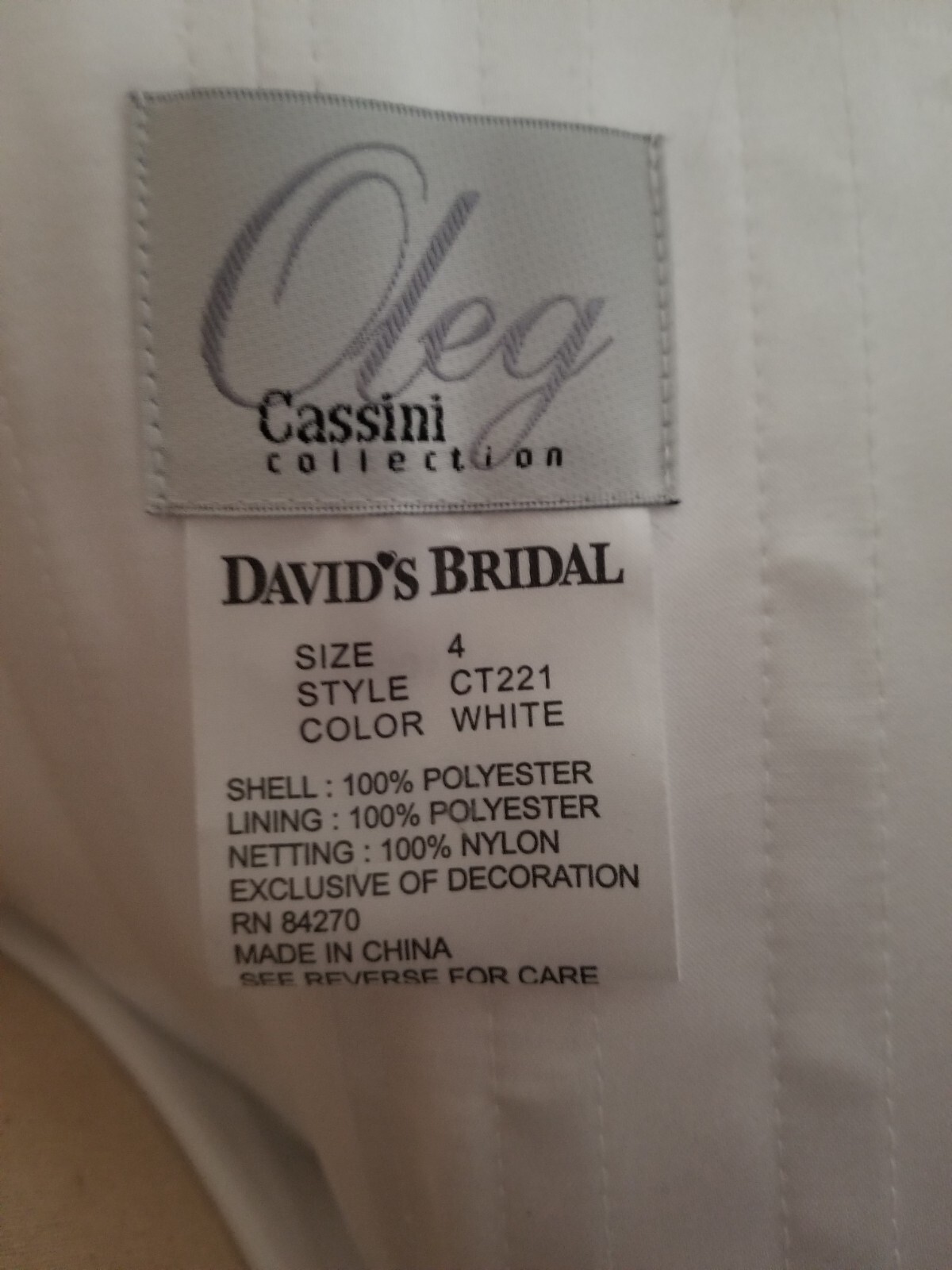 Oleg Cassini Wedding Gown Size 4 NWT