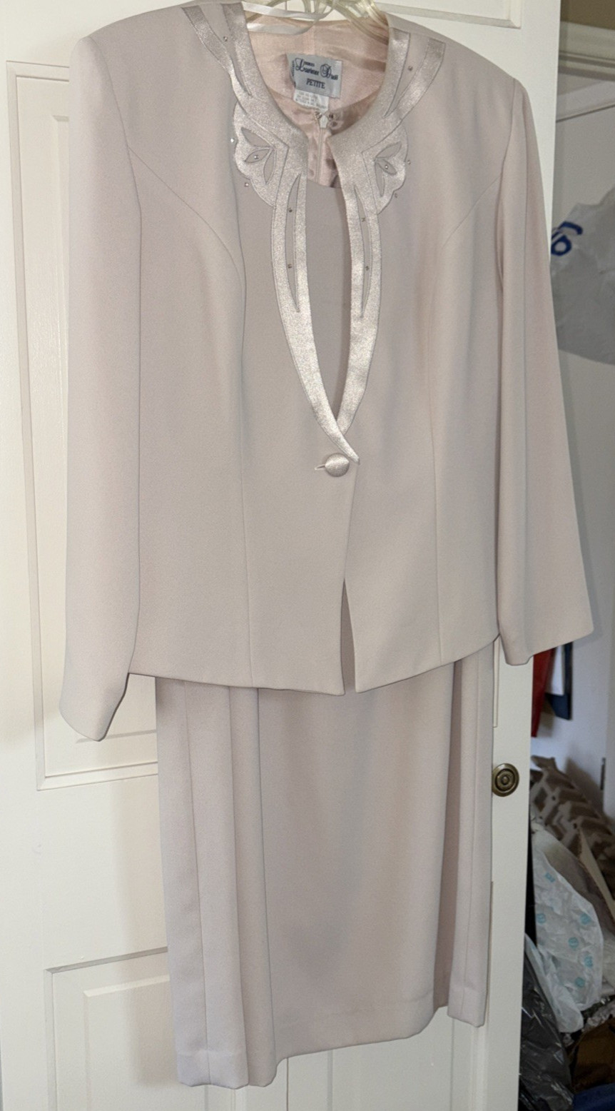 Robes Lawrence Montreal Formal Dress w/Blazer Beige Wedding Bride NYE size 14P
