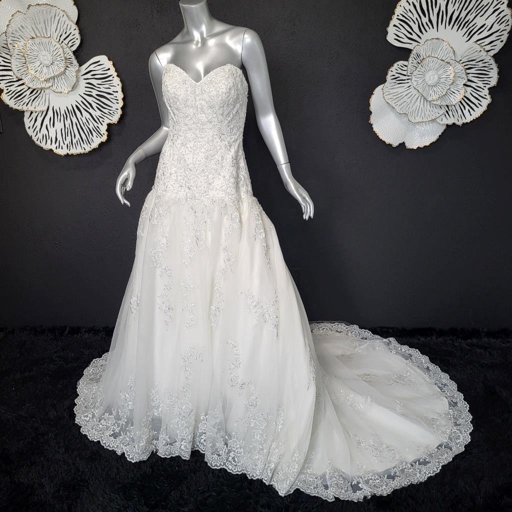 NWT~$1599~DA VINCI~SZ 6~IVORY STRAPLESS EMBELLISHED BALL GOWN WEDDING DRESS