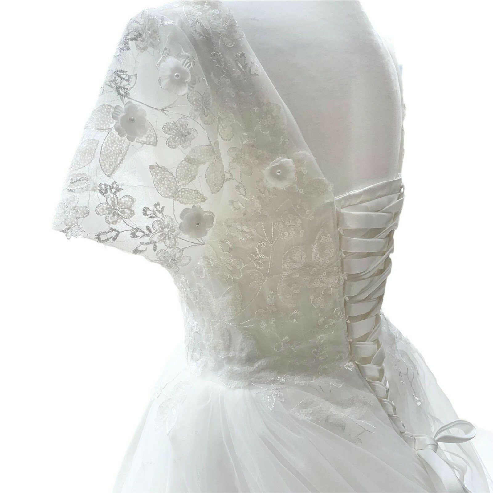 Handmade Lace Applique Tulle A-Line Wedding Dress Size 2