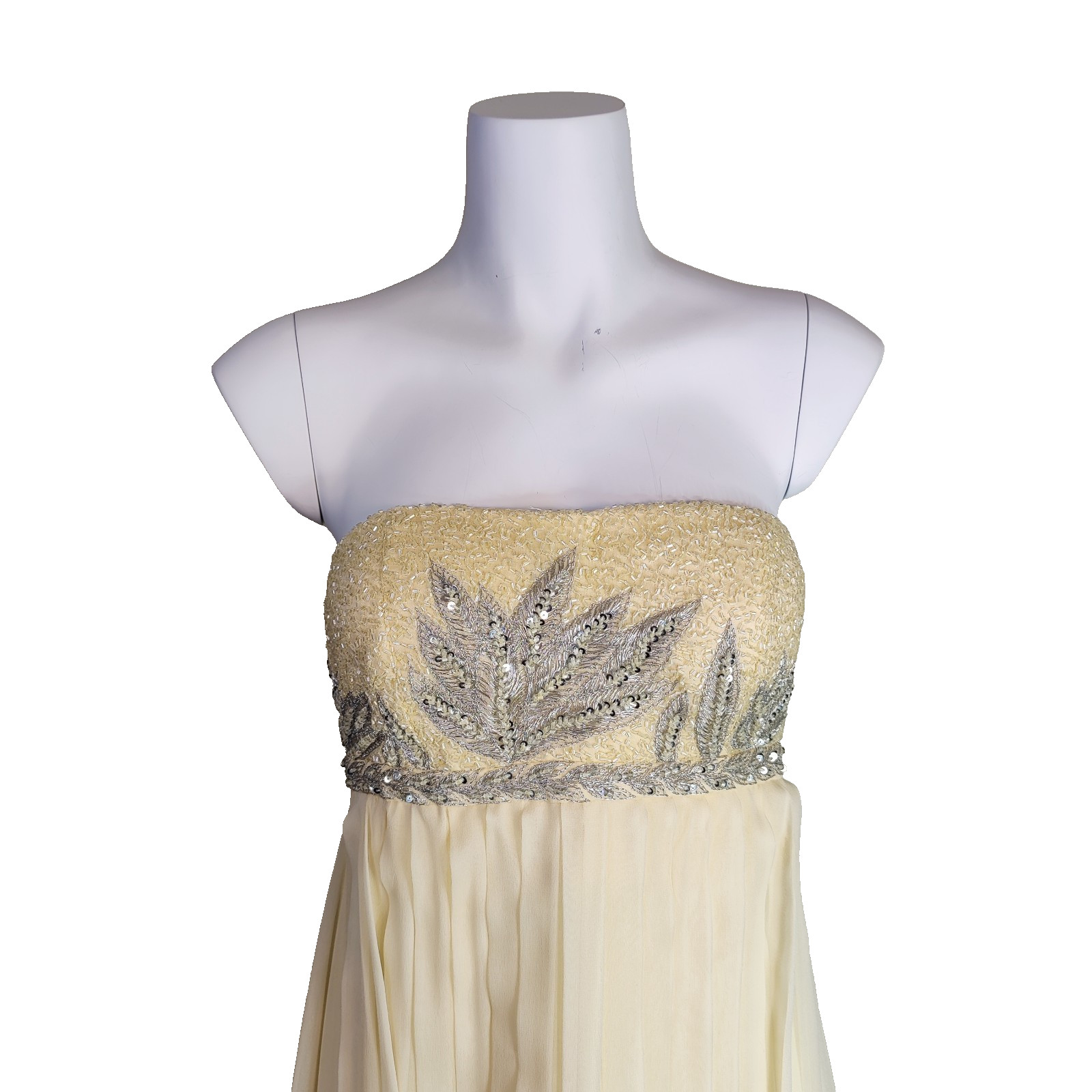 Camille La Vie Ball Gown Wedding Dress Beige Gold Lace Beaded Sequin Size 4