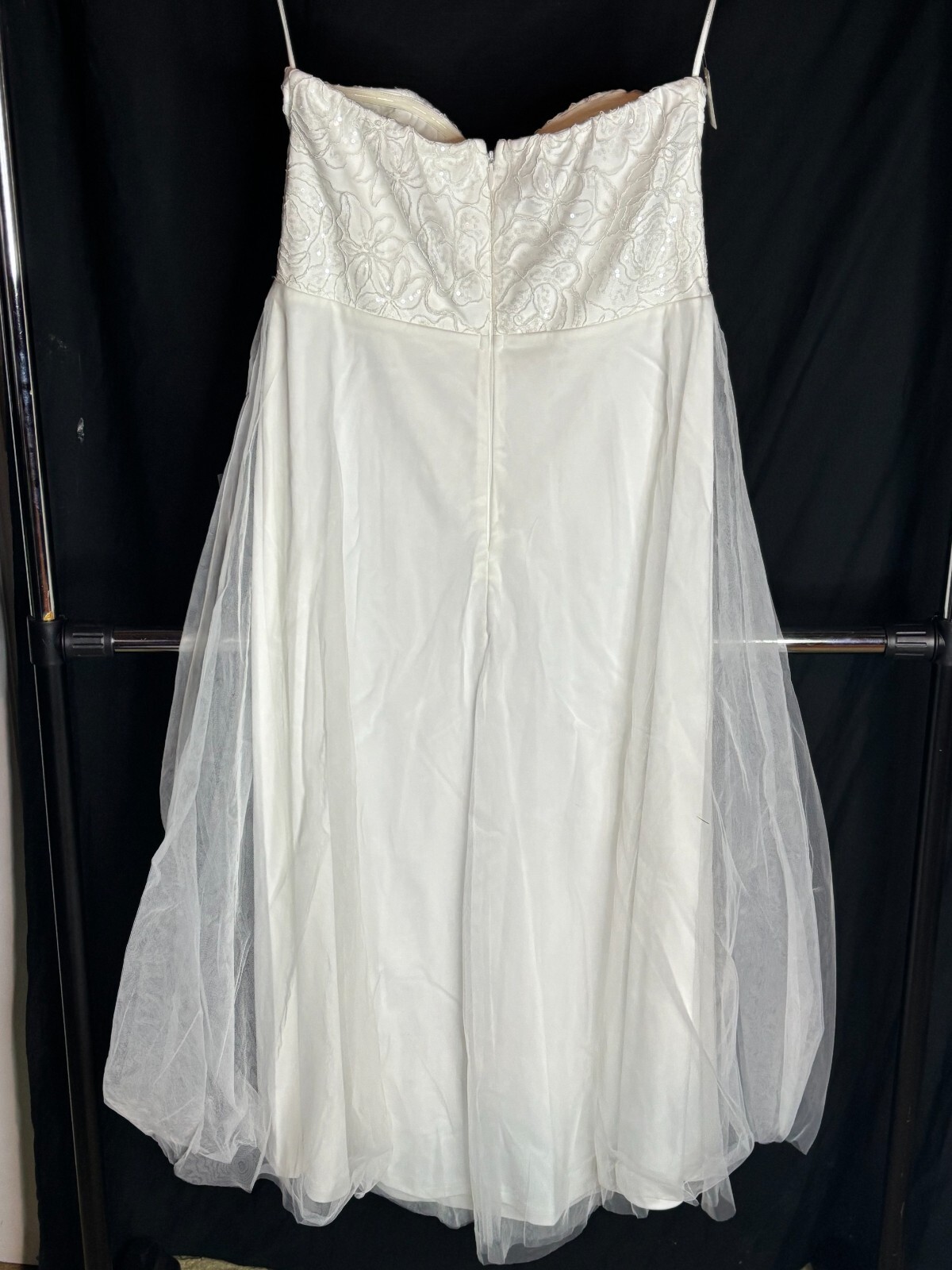 NEW Lulu’s Strapless White Chiffon Midi Reception Dress Bridal Gown Wedding S