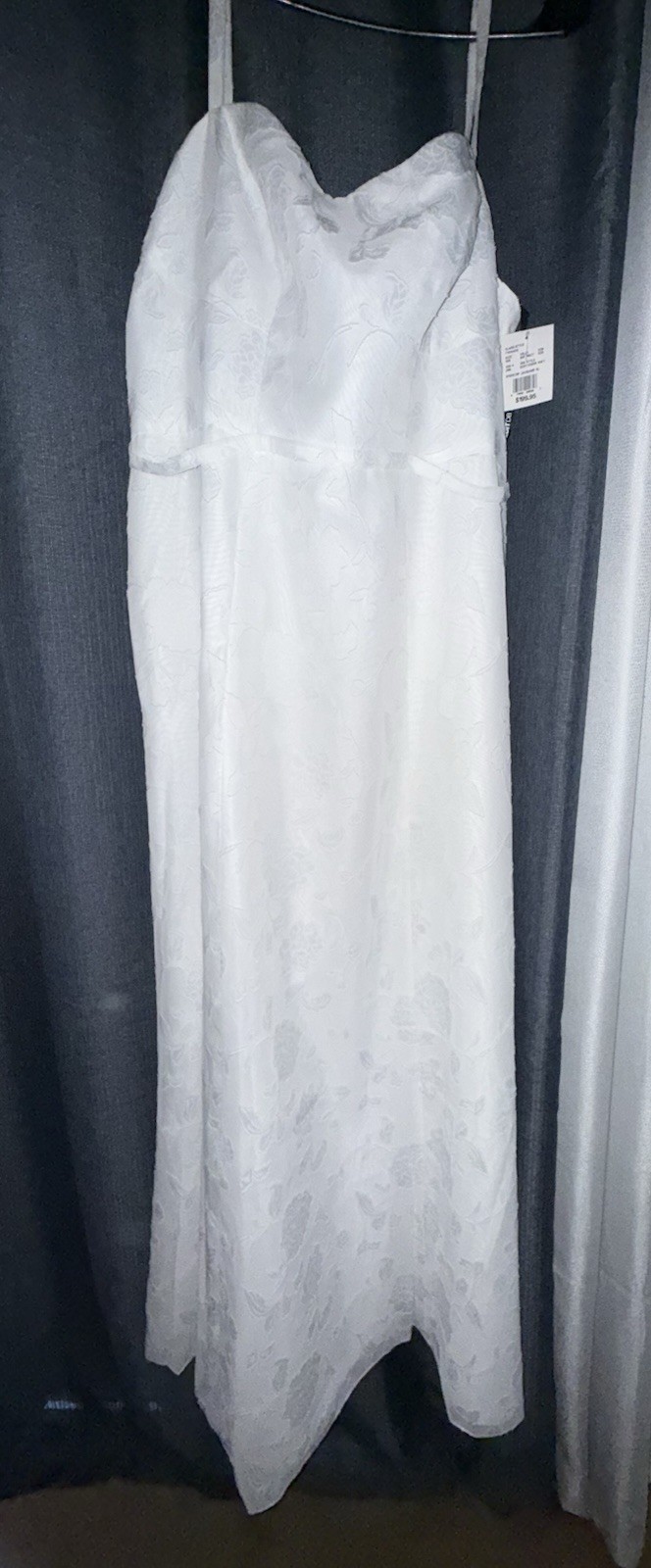 David’s Bridal Soft White Spaghetti Strap Jacquard A-Line Dress 18W NWT