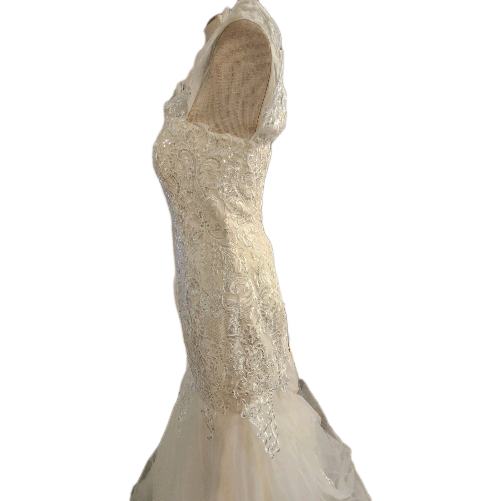 Wedding Dress Size 2 Unbranded Sequined Ivory Off White Adjustable Lace Up NWT