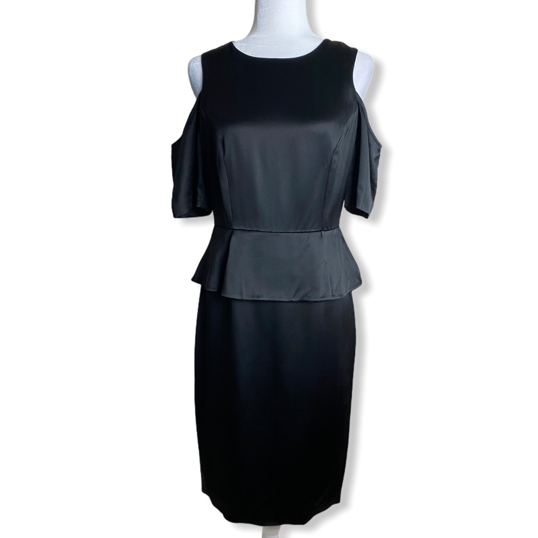 Ted Baker NWT $295 Palard Cold-Shoulder Peplum Dress Black Women’s Size US 4-6