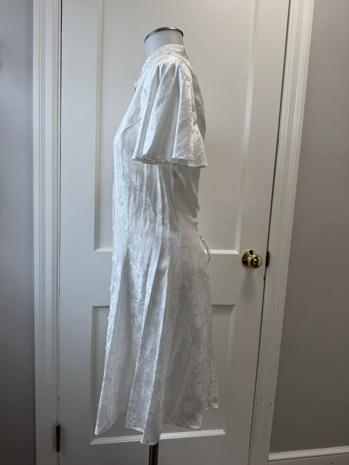 VTG Sarah Richards Lovercore Heart Cutout Dress Bridal Floral Jacquard Corset 5