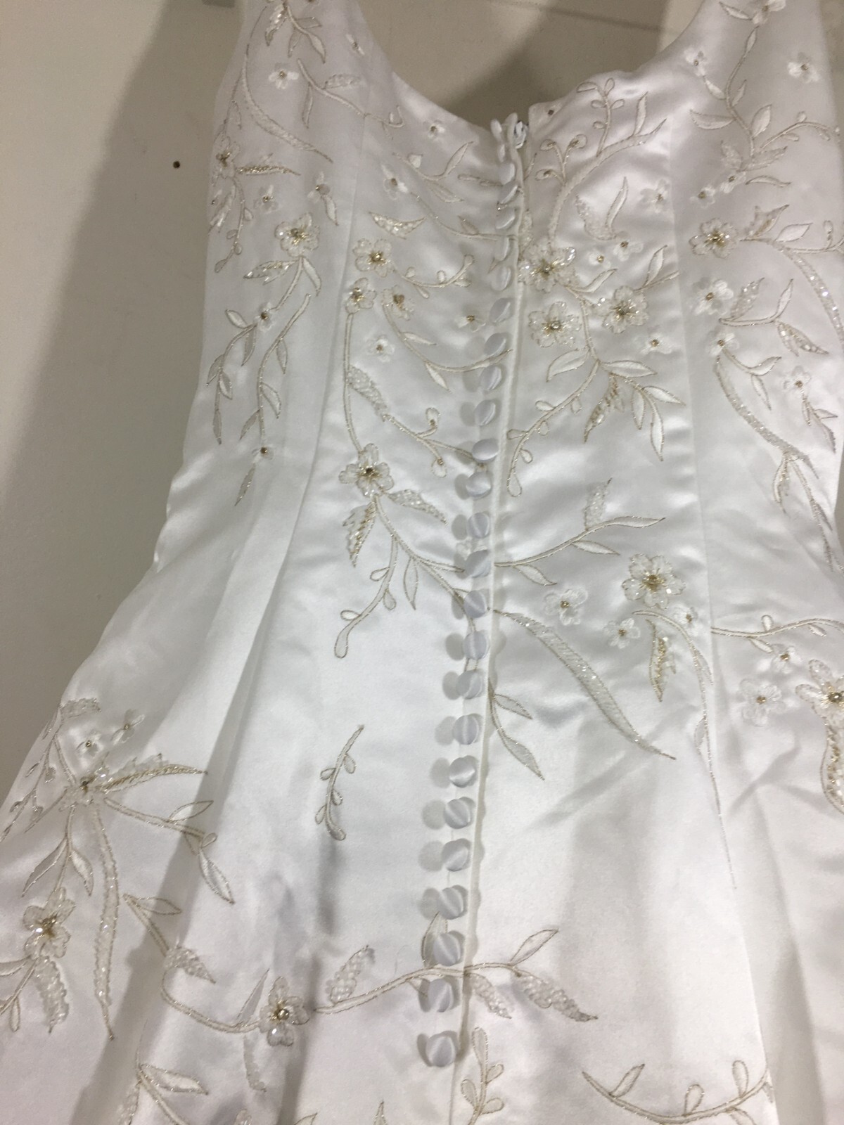 WEDDING DRESS SATIN BEADED BELOW MEASUREMENTS BELOW