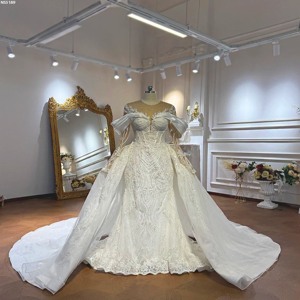 Customized NS5189 African Brides Mermaid With Train Wedding Dress