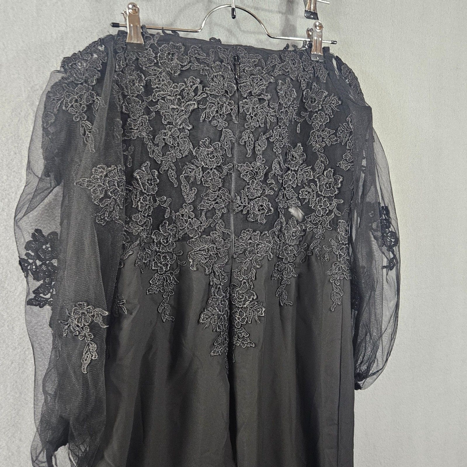 New Black Wedding Dress Sz 10 Off Shoulder Maxi Slim Lace Applique Goth Witchy