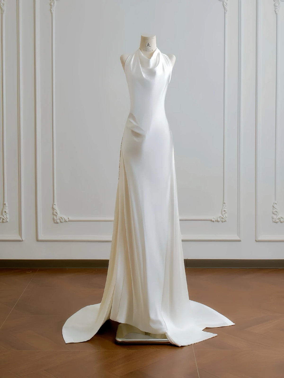 White Wedding Dresses Halter Straight Backless Bodycon Sleeveless Long Trailing