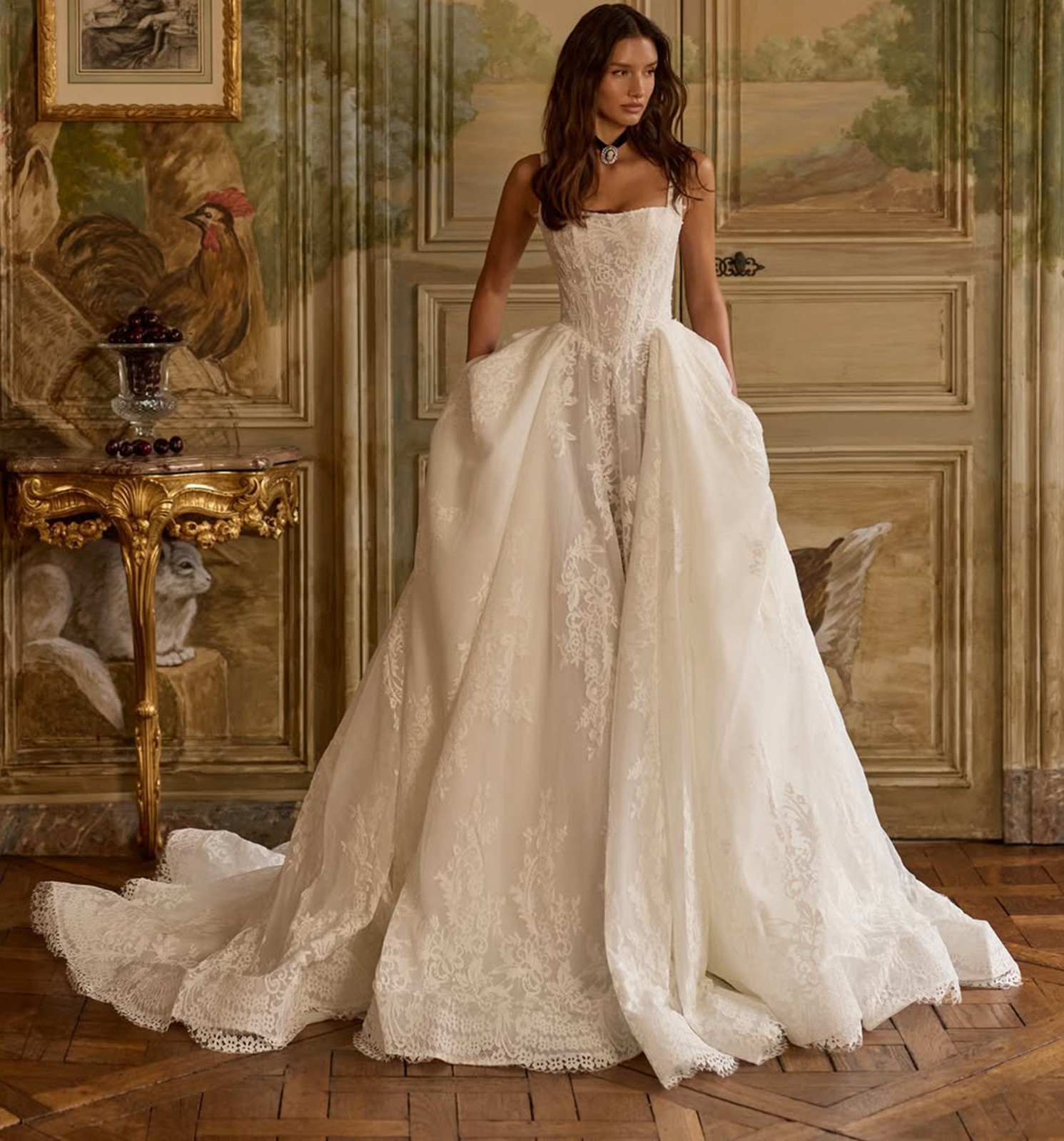 Princess lace wedding dress wedding dress 32-60 ivory ball gown with train