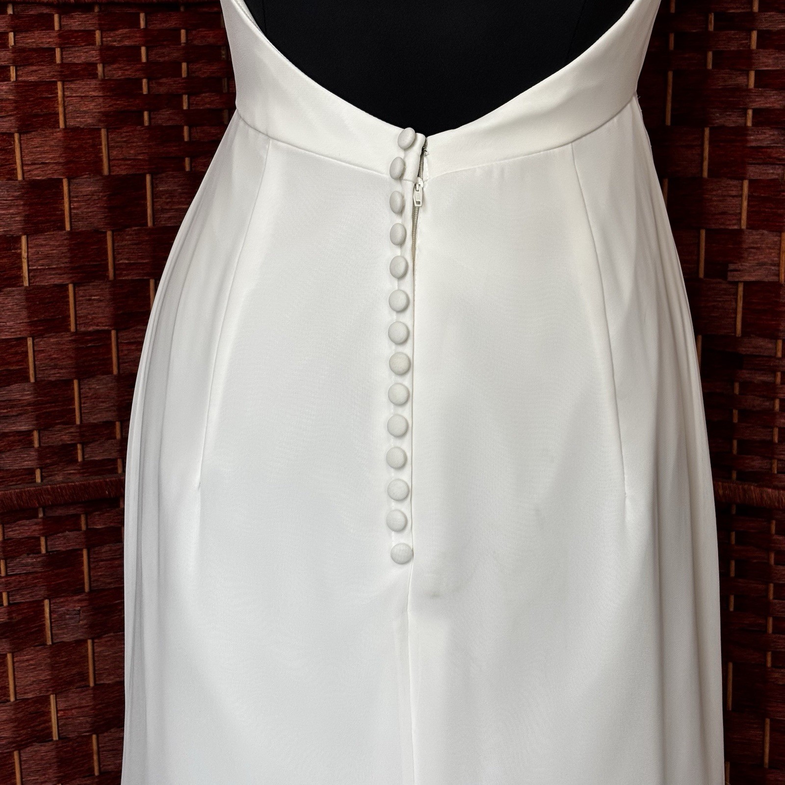 Mori Lee White Halter Wedding Dress Sz 14 A-Line Open Back Empire Bridal Gown
